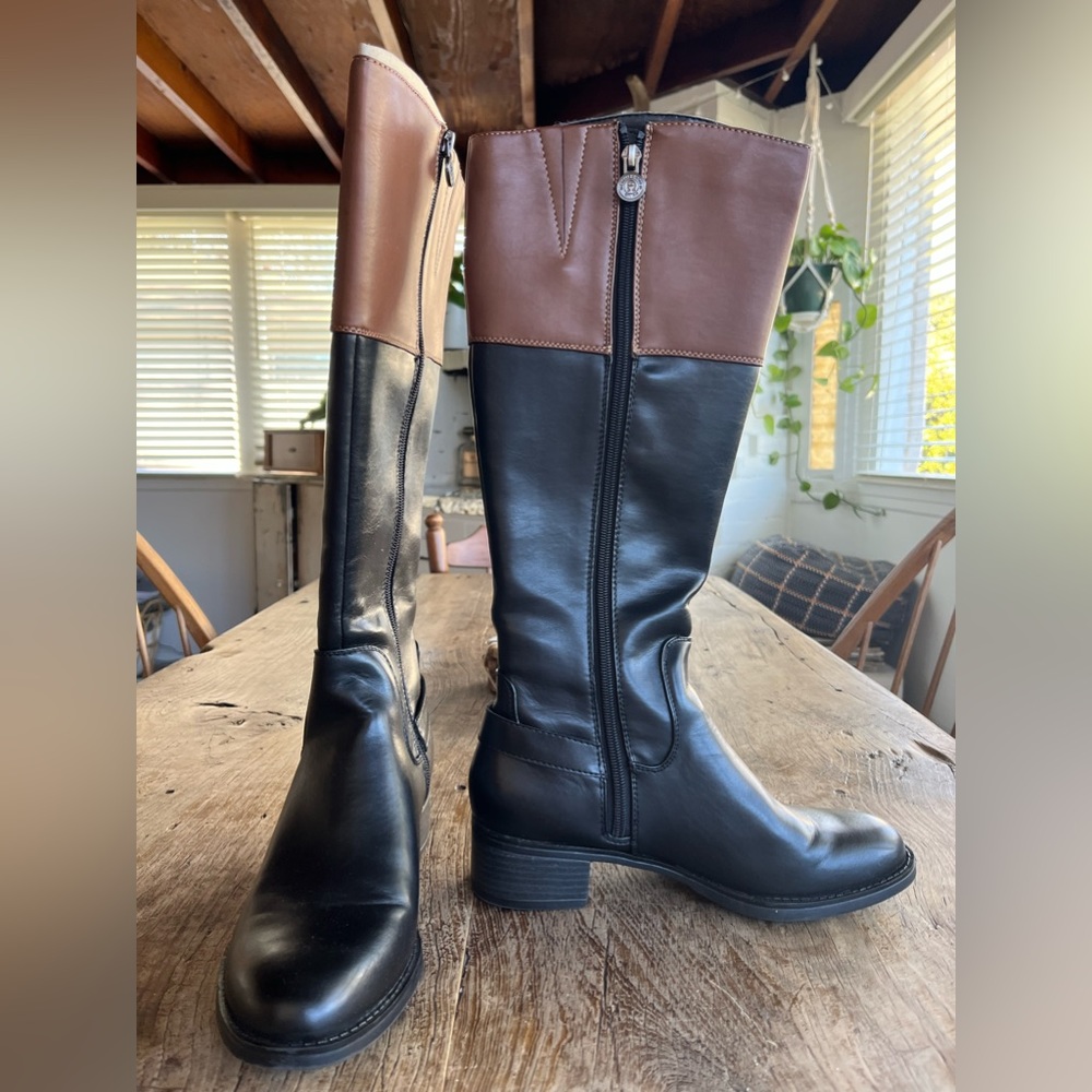 Etienne Aigner Cannes style Riding Boots - Woman’s 7.5 in Black & Brown